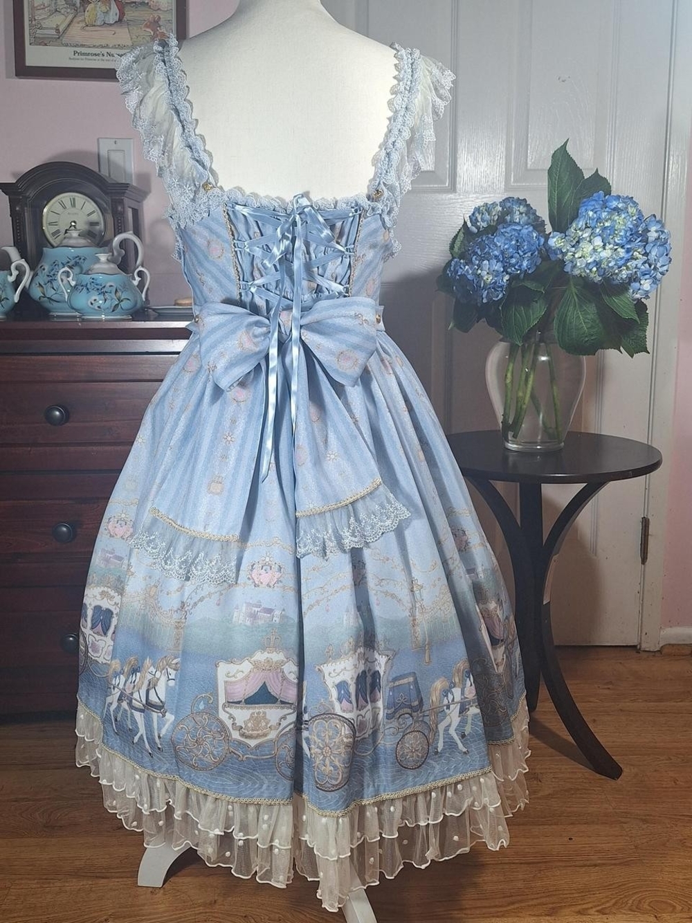 Angelic Pretty Sax Blue Horse & Carriage Pearl JSK | Old School Sweet Lolita 💙 - Picture 3 of 16